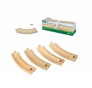 Полотно закруглённое для Железной дороги Brio, 4 элемента по 17 см. (Brio, 33342)